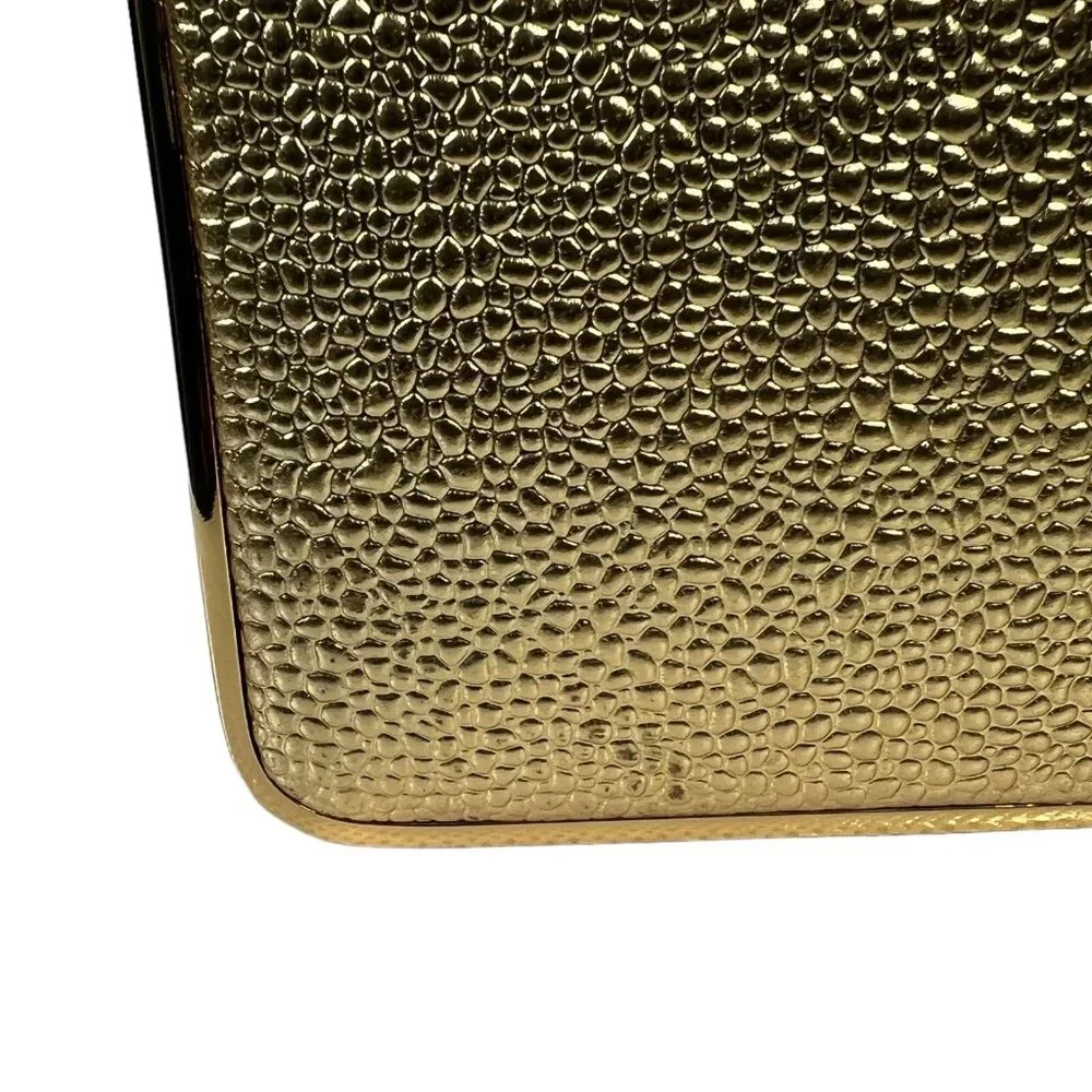 Henri Bendel The Party Starter Gold Clutch Shoulder Box Purse Removable Strap - Picture 10 of 16